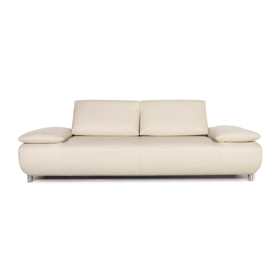 Koinor Volare Leather Sofa Cream Three Seater Function Couch #12781