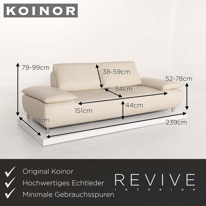 Koinor Volare Leder Sofa Creme Dreisitzer Funktion Couch #12781