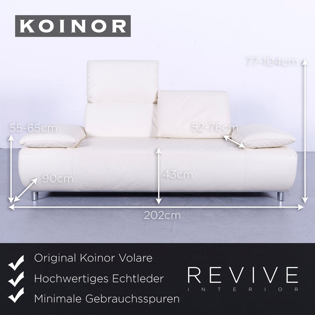 Koinor Volare Leder Sofa Creme Weiß Echtleder Zweisitzer Couch Funktion #5948