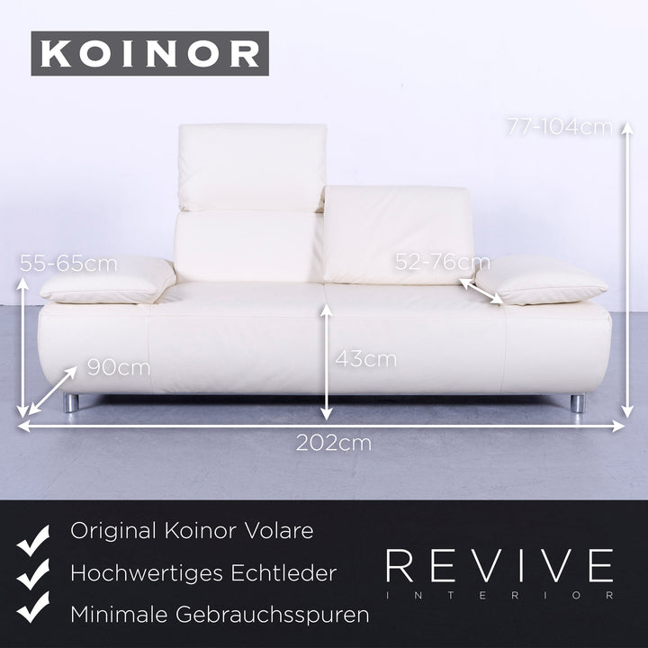 Koinor Volare Leder Sofa Garnitur Creme Weiß Echtleder Dreisitzer Couch Funktion #5946