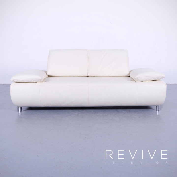 Koinor Volare Leder Sofa Garnitur Creme Weiß Echtleder Dreisitzer Couch Funktion #5946