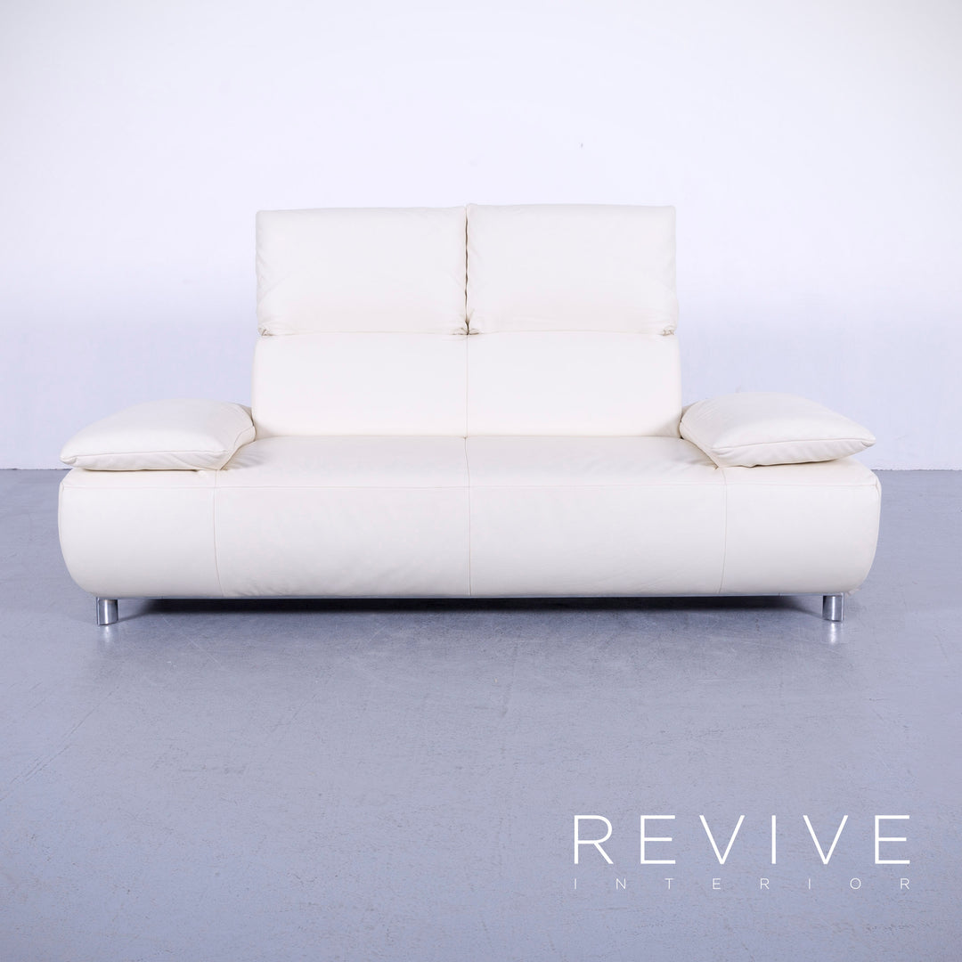 Koinor Volare Leder Sofa Garnitur Creme Weiß Echtleder Dreisitzer Couch Funktion #5946