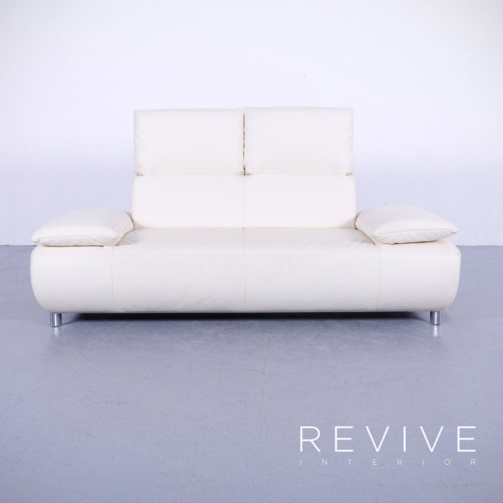 Koinor Volare Leder Sofa Garnitur Creme Weiß Echtleder Dreisitzer Couch Funktion #5946