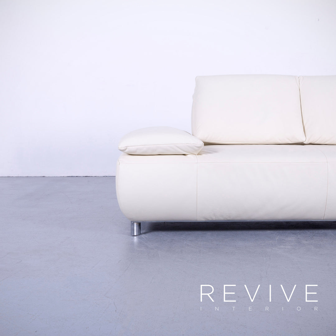 Koinor Volare Leder Sofa Garnitur Creme Weiß Echtleder Dreisitzer Couch Funktion #5946