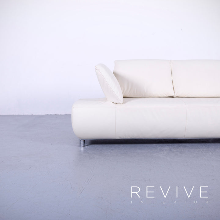 Koinor Volare Leder Sofa Garnitur Creme Weiß Echtleder Dreisitzer Couch Funktion #5946
