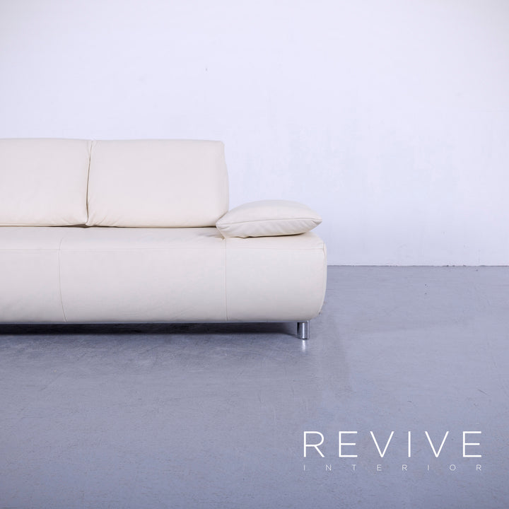 Koinor Volare Leder Sofa Garnitur Creme Weiß Echtleder Dreisitzer Couch Funktion #5946