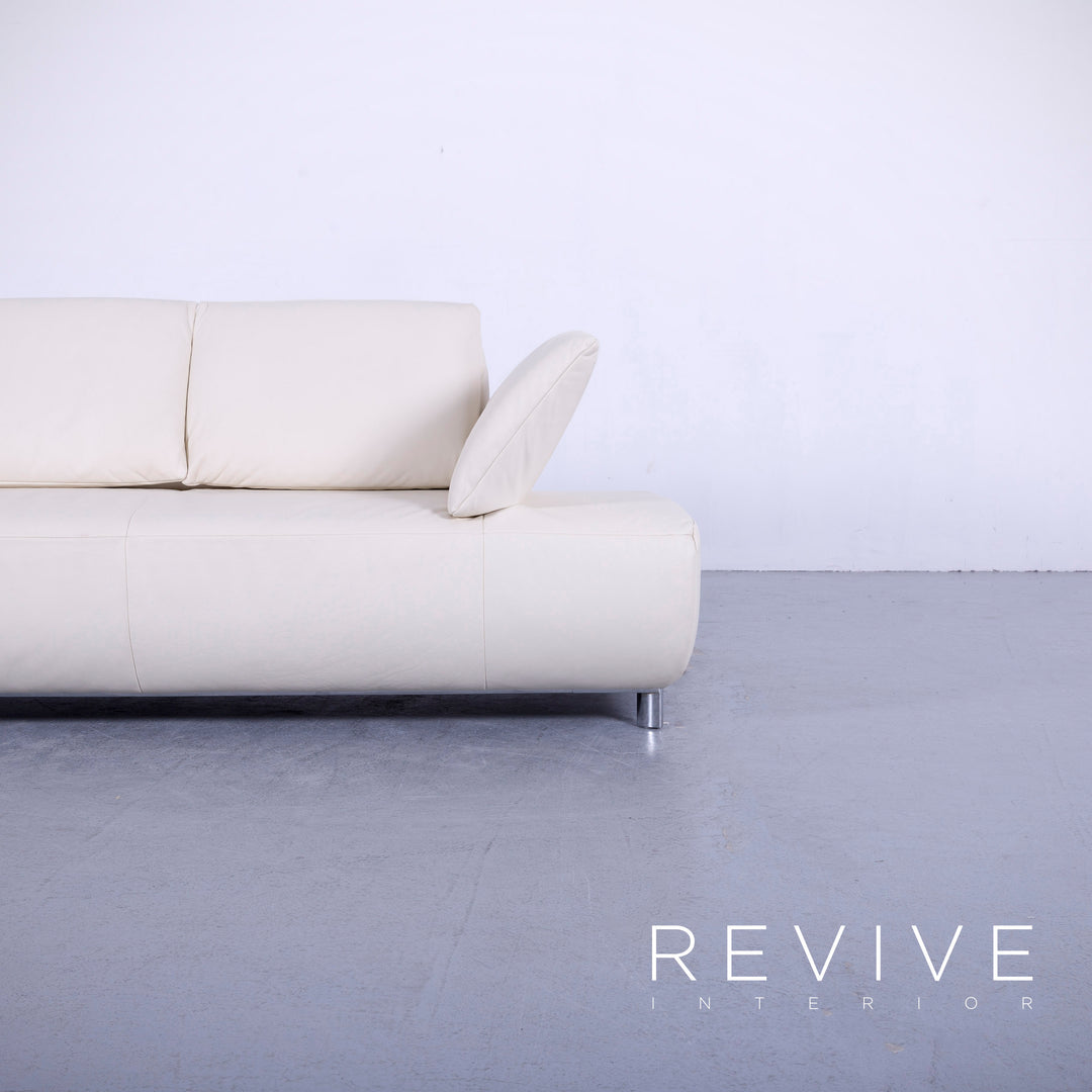 Koinor Volare Leder Sofa Garnitur Creme Weiß Echtleder Dreisitzer Couch Funktion #5946