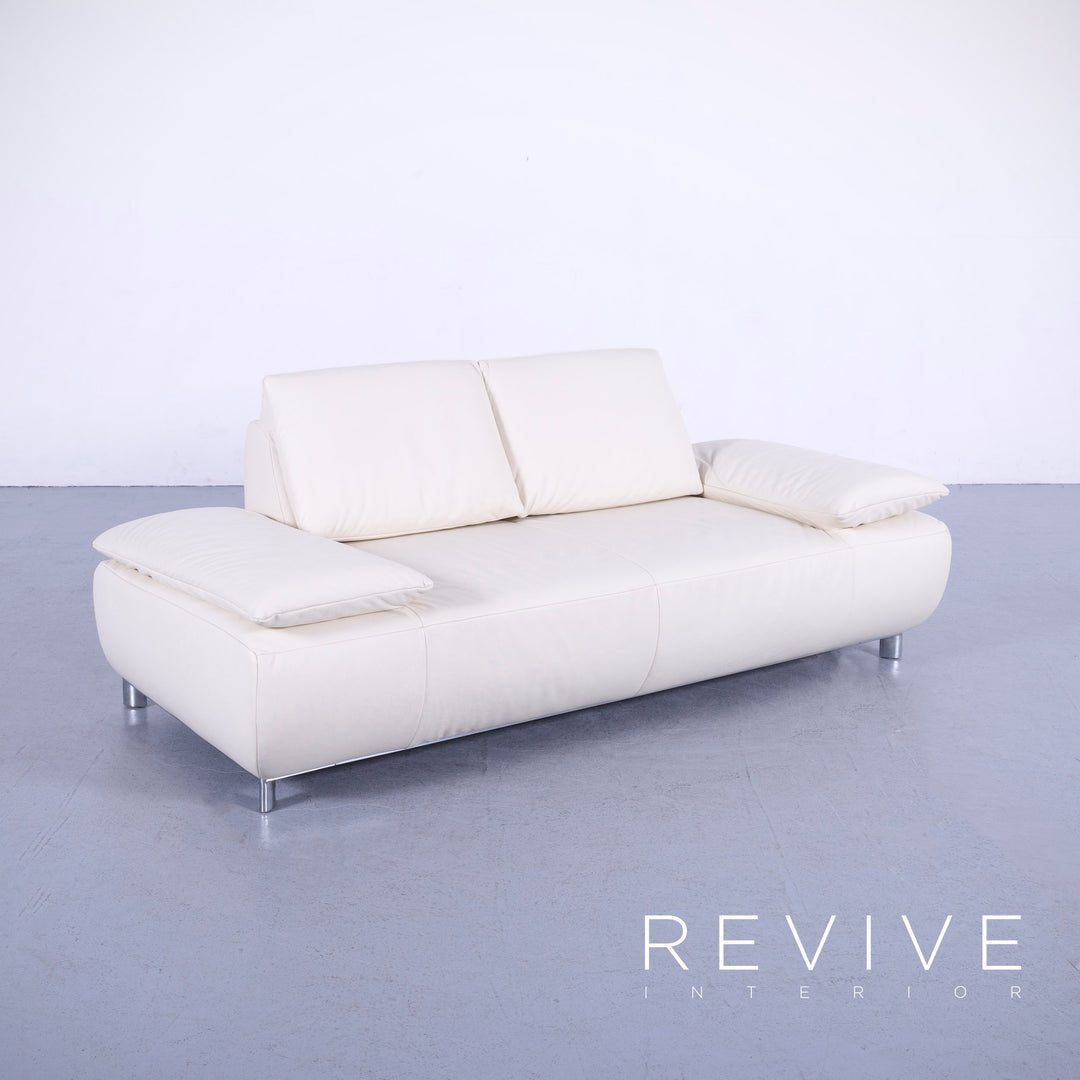 Koinor Volare Leder Sofa Garnitur Creme Weiß Echtleder Dreisitzer Couch Funktion #5946