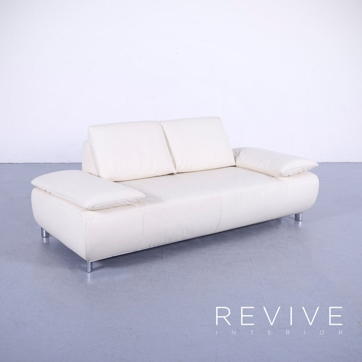 Koinor Volare Leder Sofa Garnitur Creme Weiß Echtleder Dreisitzer Couch Funktion #5946