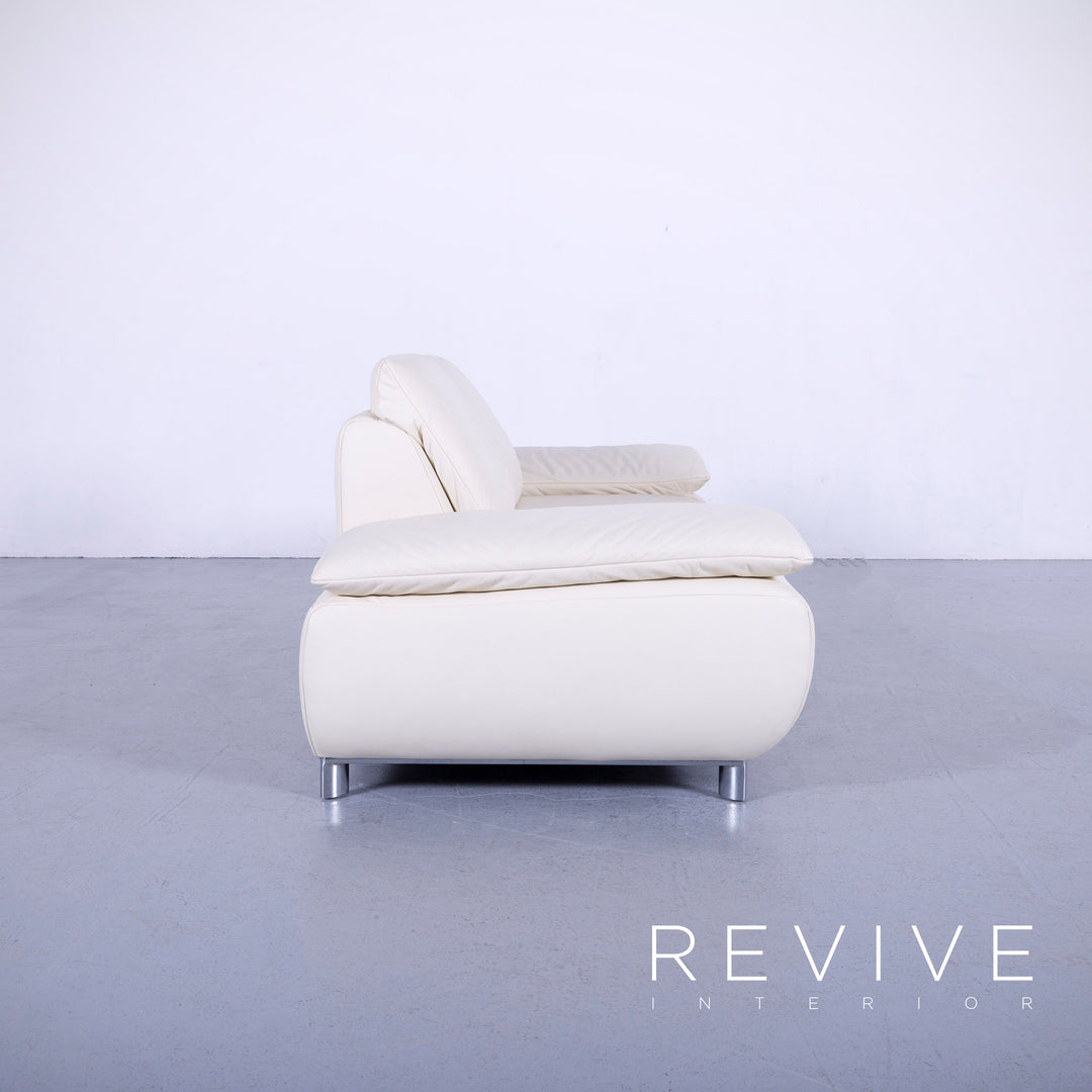 Koinor Volare Leder Sofa Garnitur Creme Weiß Echtleder Dreisitzer Couch Funktion #5946