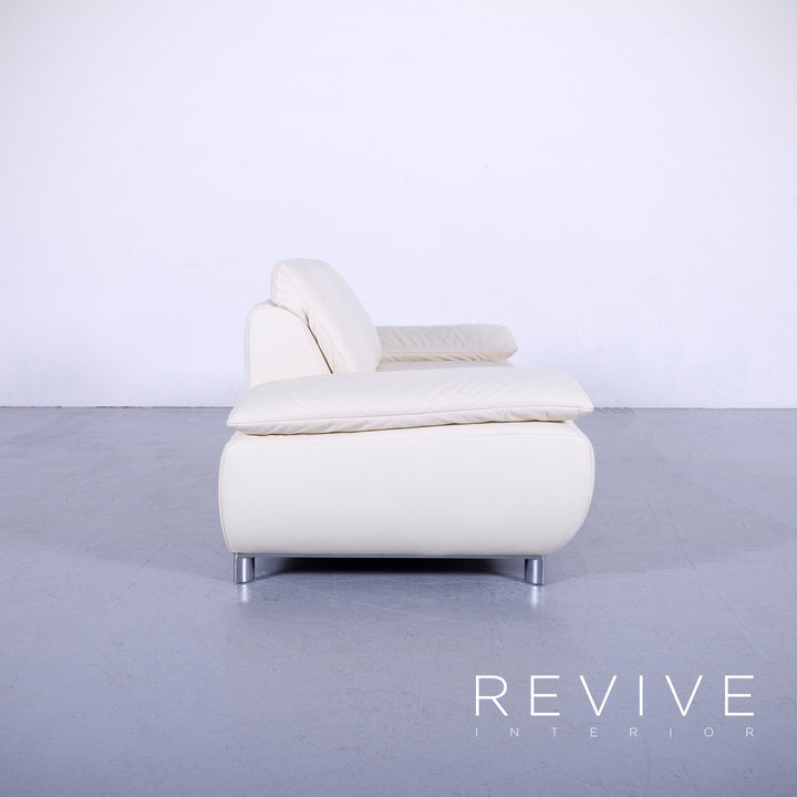 Koinor Volare Leder Sofa Garnitur Creme Weiß Echtleder Dreisitzer Couch Funktion #5946