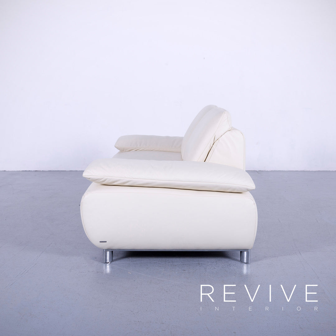 Koinor Volare Leder Sofa Garnitur Creme Weiß Echtleder Dreisitzer Couch Funktion #5946