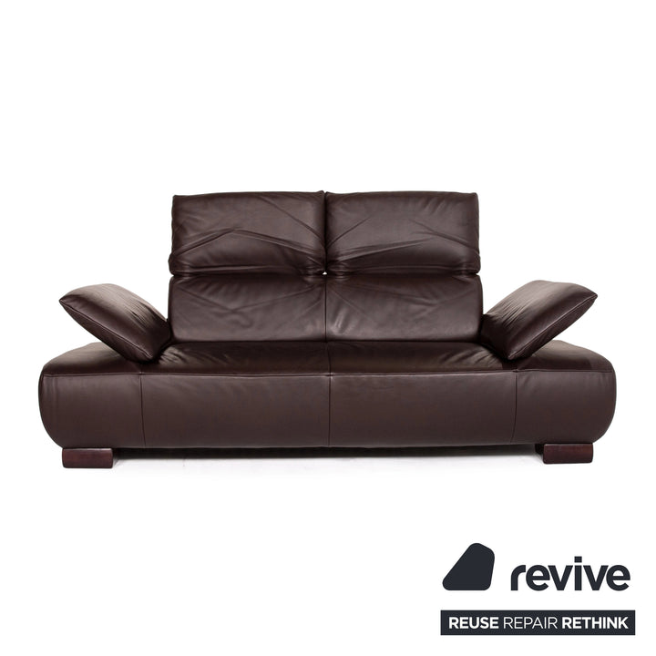 Koinor Volare Leather Sofa Dark Brown Brown Three Seater Function Couch #14031