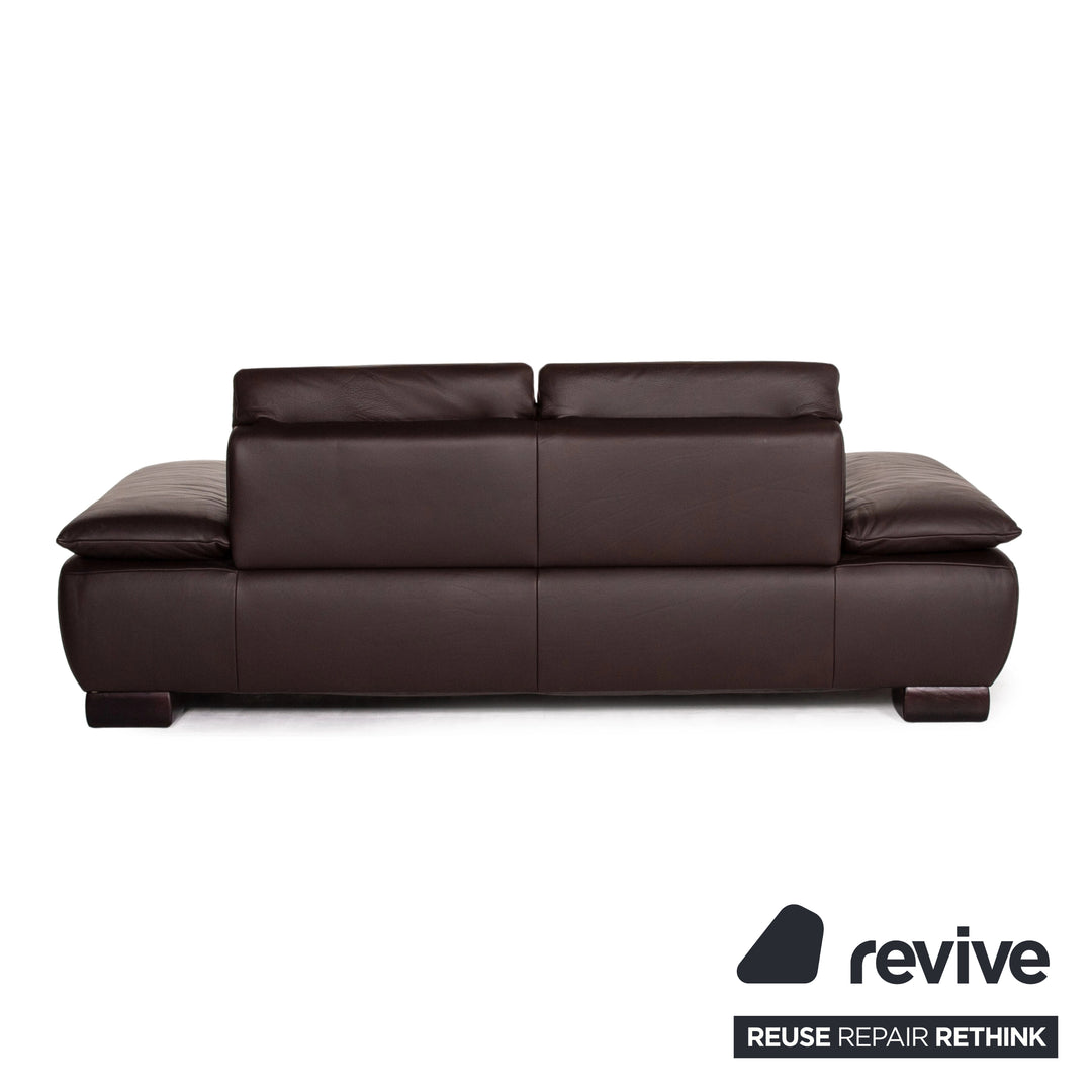 Koinor Volare Leather Sofa Dark Brown Brown Three Seater Function Couch #14031