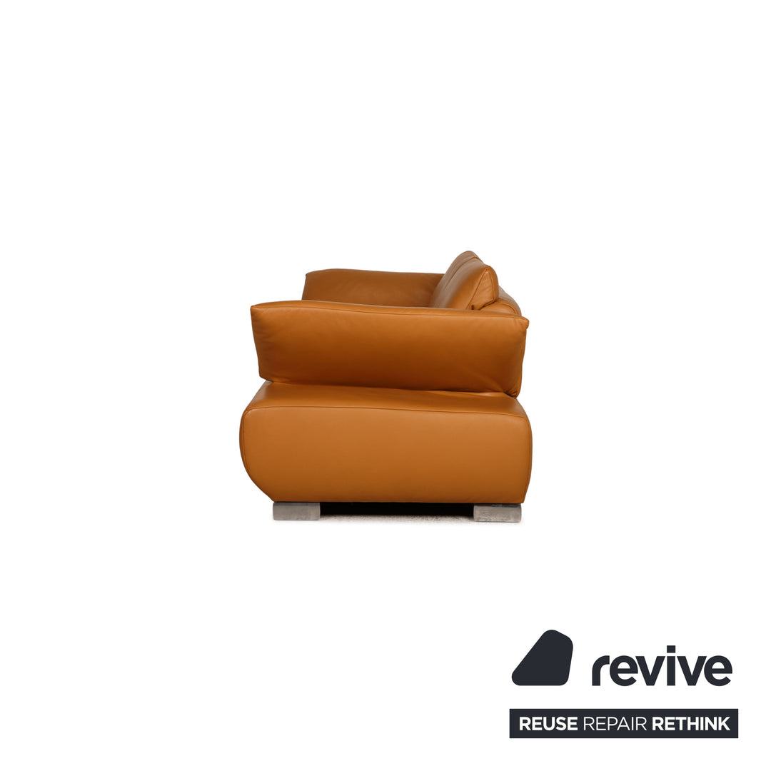 Koinor Volare Leather Sofa Set Beige Two Seater Pouf Feature