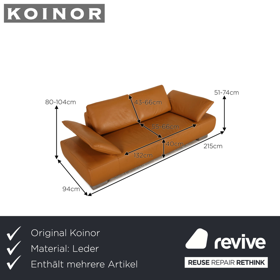 Koinor Volare Leather Sofa Set Beige Two Seater Pouf Feature