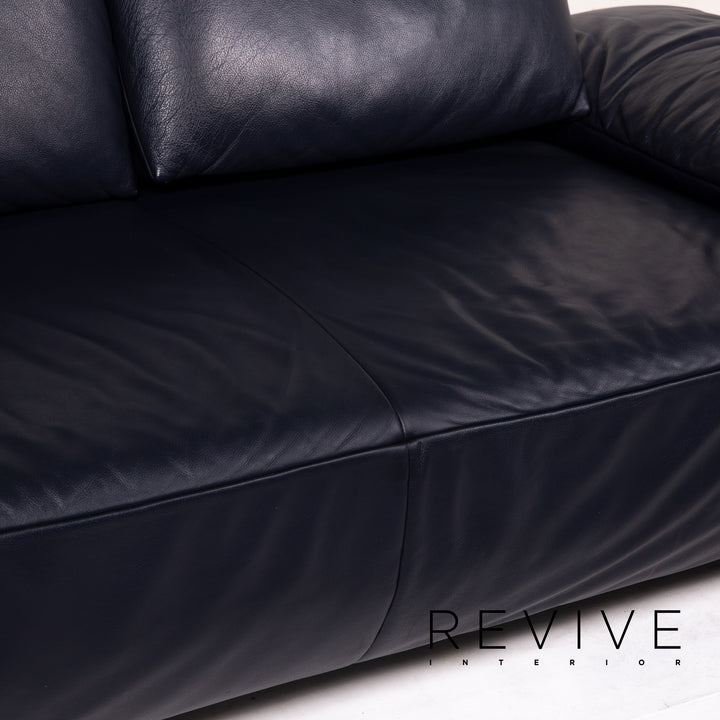 Koinor Volare Leder Sofa Garnitur Blau Dunkelblau 1x Dreisitzer 1x Sessel Funktion #15035