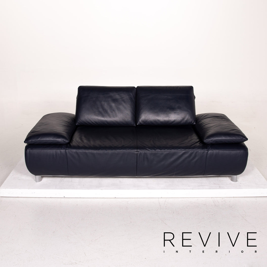 Koinor Volare Leder Sofa Garnitur Blau Dunkelblau 1x Dreisitzer 1x Sessel Funktion #15035