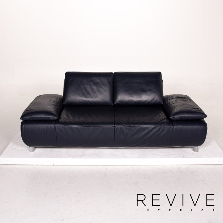 Koinor Volare Leder Sofa Garnitur Blau Dunkelblau 1x Dreisitzer 1x Sessel Funktion #15035