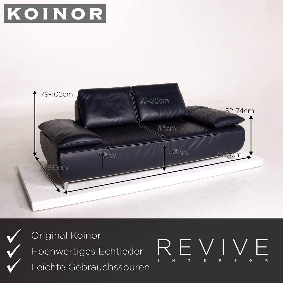 Koinor Volare Leder Sofa Garnitur Blau Dunkelblau 1x Dreisitzer 1x Sessel Funktion #15035