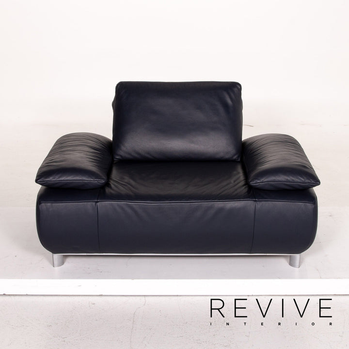 Koinor Volare Leder Sofa Garnitur Blau Dunkelblau 1x Dreisitzer 1x Sessel Funktion #15035