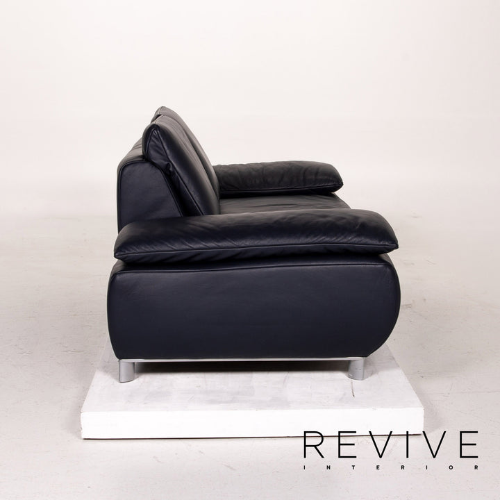 Koinor Volare Leder Sofa Garnitur Blau Dunkelblau 1x Dreisitzer 1x Sessel Funktion #15035