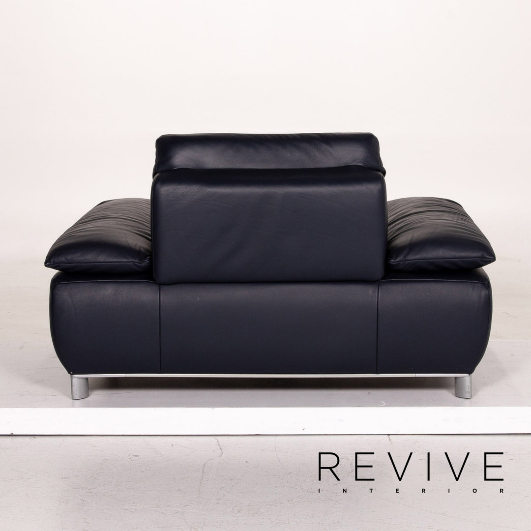 Koinor Volare Leder Sofa Garnitur Blau Dunkelblau 1x Dreisitzer 1x Sessel Funktion #15035