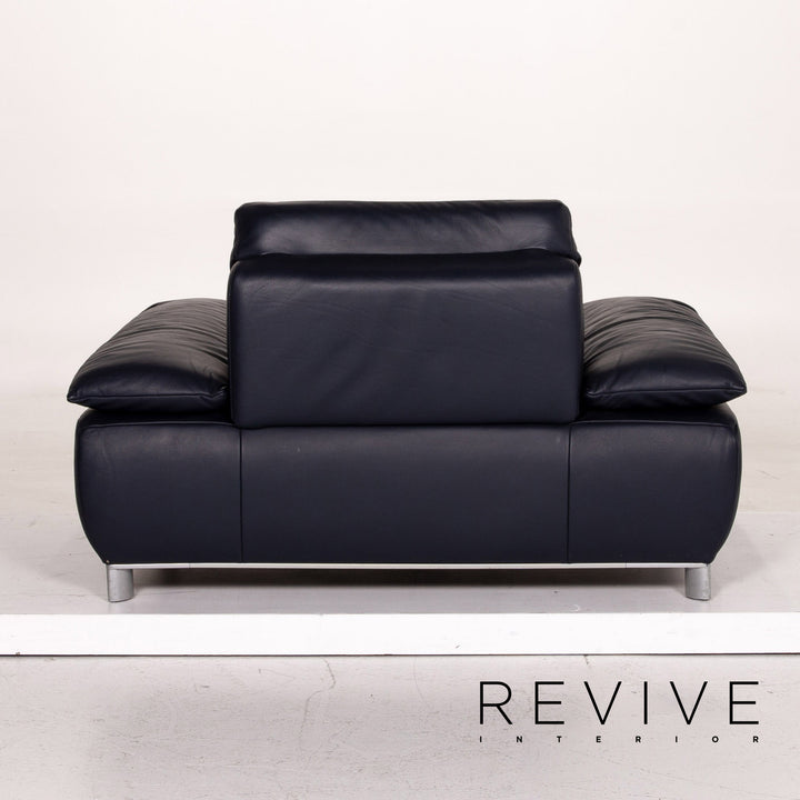 Koinor Volare Leder Sofa Garnitur Blau Dunkelblau 1x Dreisitzer 1x Sessel Funktion #15035