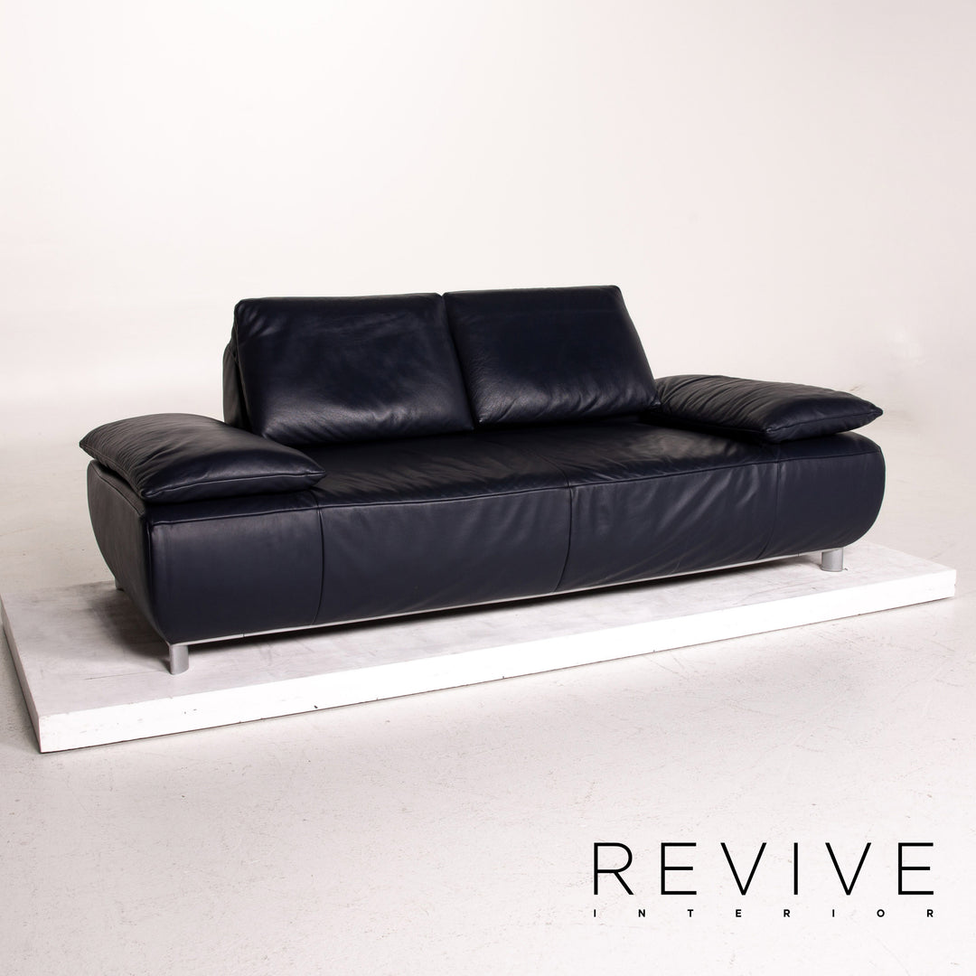 Koinor Volare Leder Sofa Garnitur Blau Dunkelblau 1x Dreisitzer 1x Sessel Funktion #15035