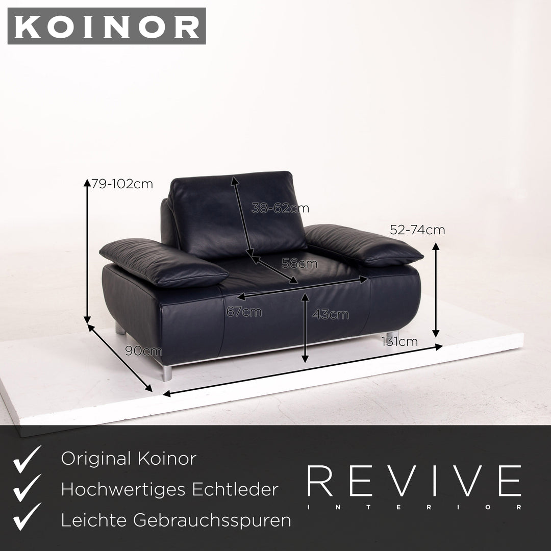 Koinor Volare Leder Sofa Garnitur Blau Dunkelblau 1x Dreisitzer 1x Sessel Funktion #15035