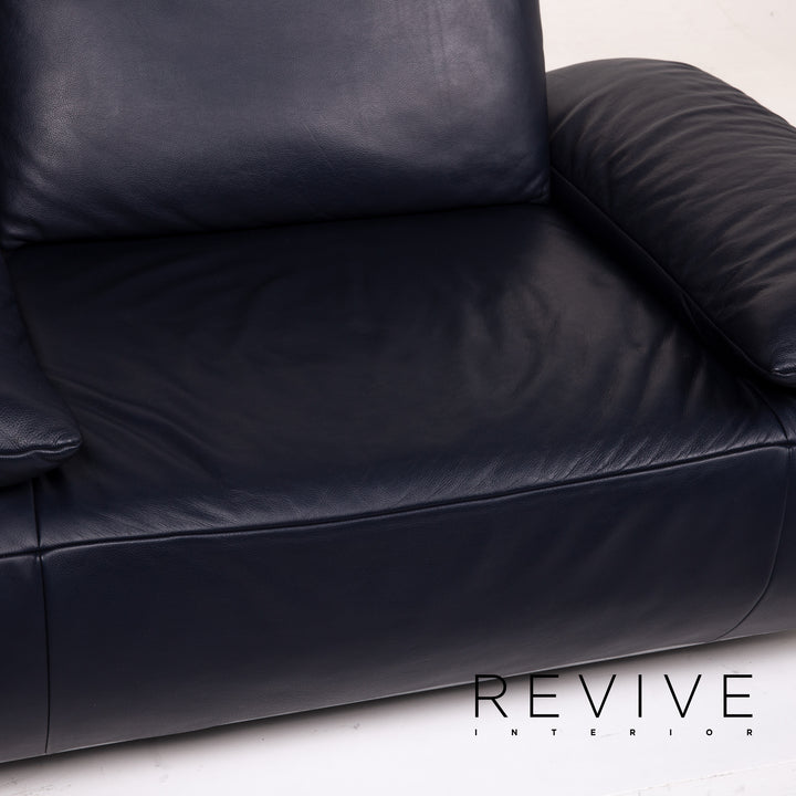 Koinor Volare Leder Sofa Garnitur Blau Dunkelblau 1x Dreisitzer 1x Sessel Funktion #15035