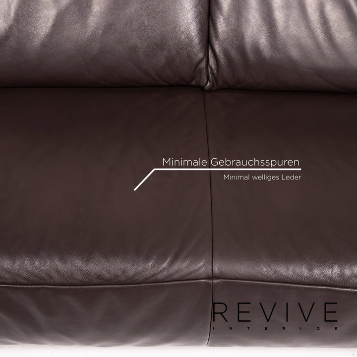 Koinor Volare Leder Sofa Garnitur Braun Dunkelbraun 1x Zweisitzer 1x Hocker #15178