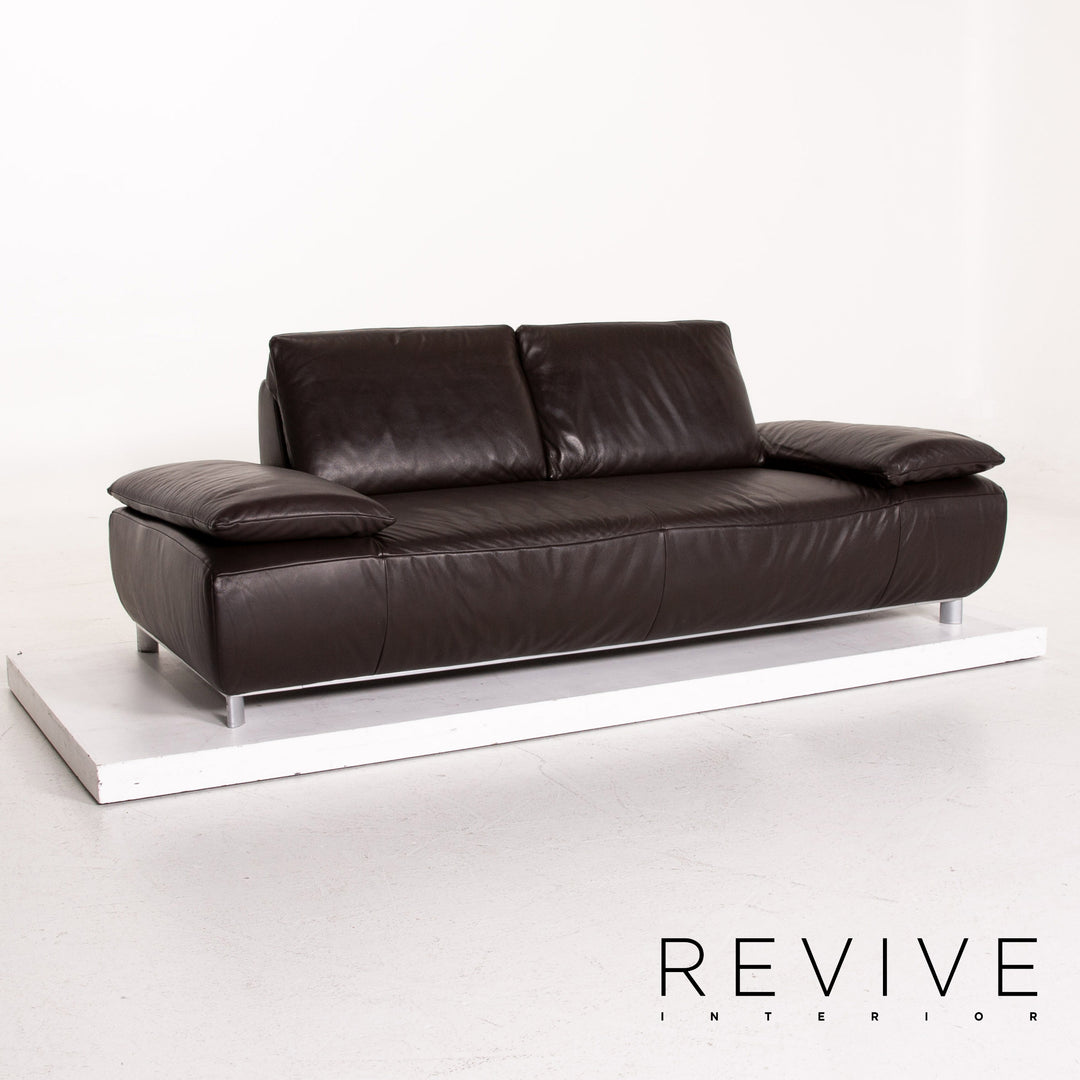 Koinor Volare Leder Sofa Garnitur Braun Dunkelbraun 1x Zweisitzer 1x Hocker #15178