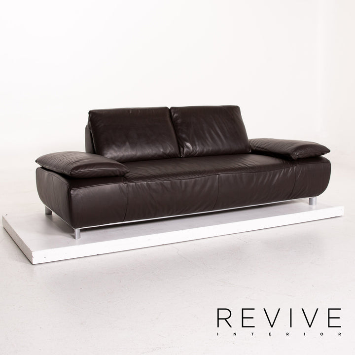 Koinor Volare Leder Sofa Garnitur Braun Dunkelbraun 1x Zweisitzer 1x Hocker #15178