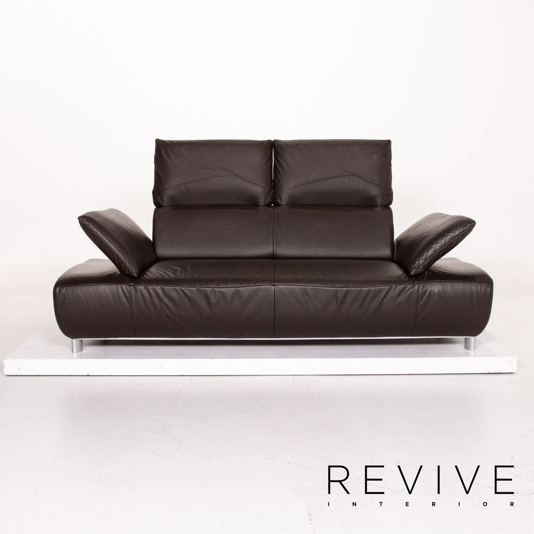 Koinor Volare Leder Sofa Garnitur Braun Dunkelbraun 1x Zweisitzer 1x Hocker #15178