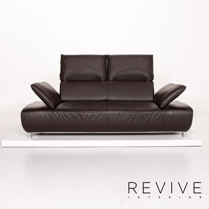 Koinor Volare Leder Sofa Garnitur Braun Dunkelbraun 1x Zweisitzer 1x Hocker #15178