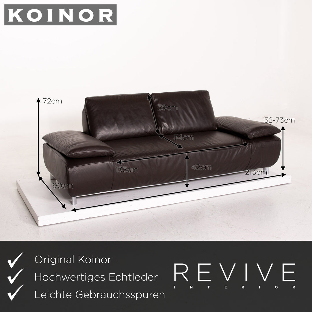 Koinor Volare Leder Sofa Garnitur Braun Dunkelbraun 1x Zweisitzer 1x Hocker #15178