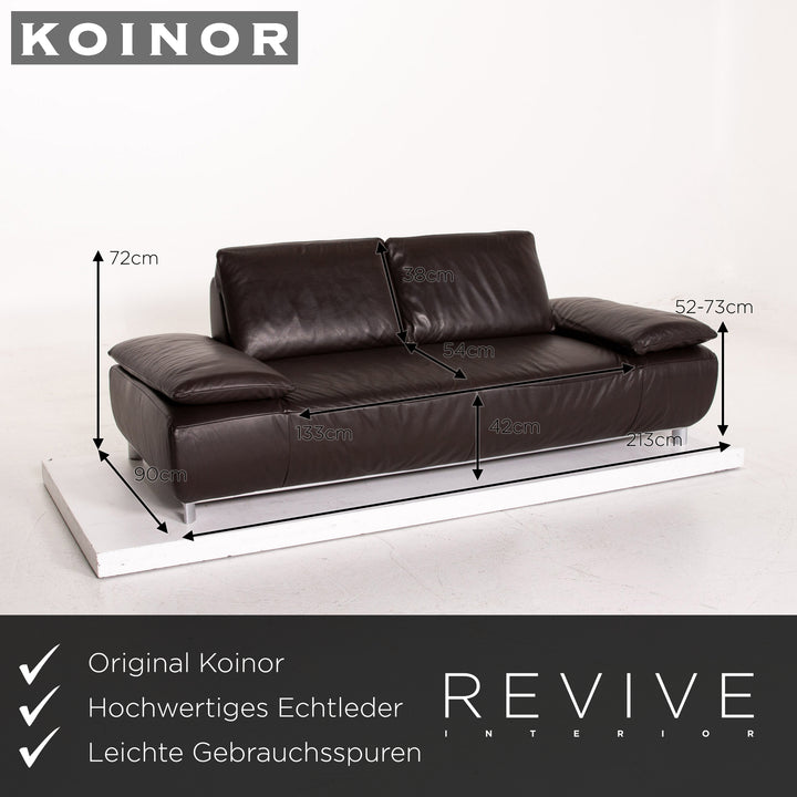 Koinor Volare Leder Sofa Garnitur Braun Dunkelbraun 1x Zweisitzer 1x Hocker #15178