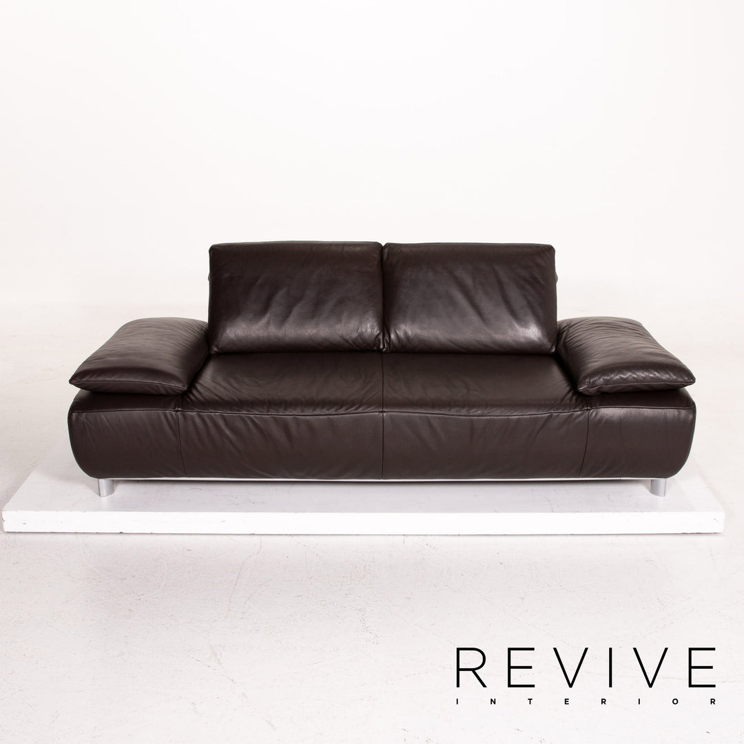 Koinor Volare Leder Sofa Garnitur Braun Dunkelbraun 1x Zweisitzer 1x Hocker #15178
