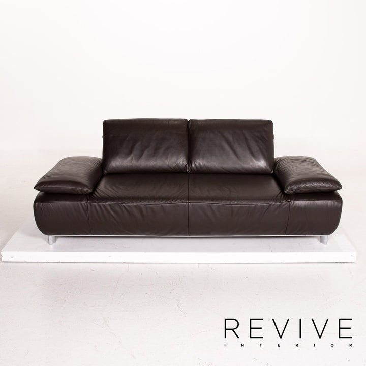 Koinor Volare Leder Sofa Garnitur Braun Dunkelbraun 1x Zweisitzer 1x Hocker #15178