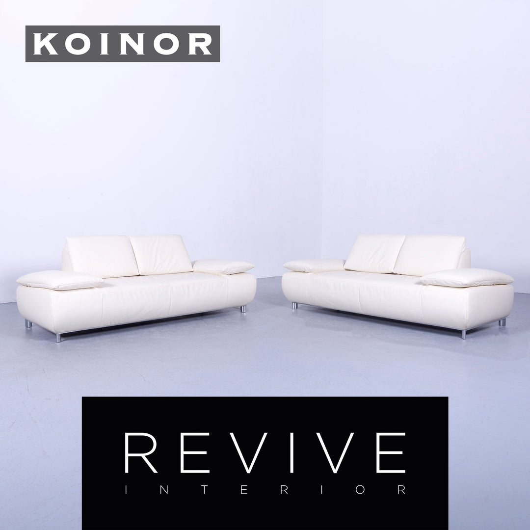 Koinor Volare Leder Sofa Garnitur Creme Weiß Echtleder Dreisitzer Couch Funktion #5946
