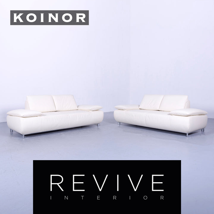 Koinor Volare Leder Sofa Garnitur Creme Weiß Echtleder Dreisitzer Couch Funktion #5946