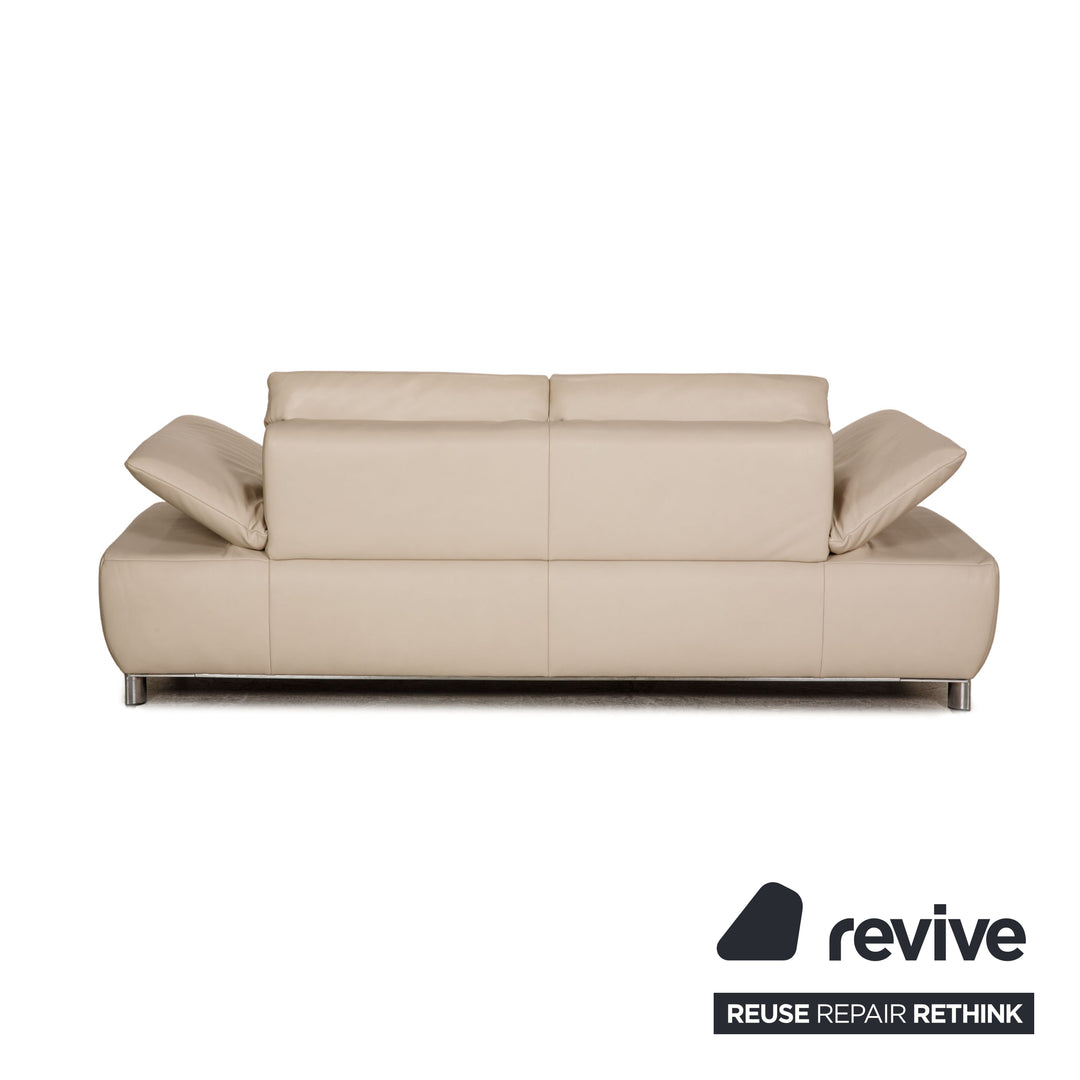 Koinor Volare Leder Sofa Garnitur Creme Zweisitzer Dreisitzer Hocker Funktion