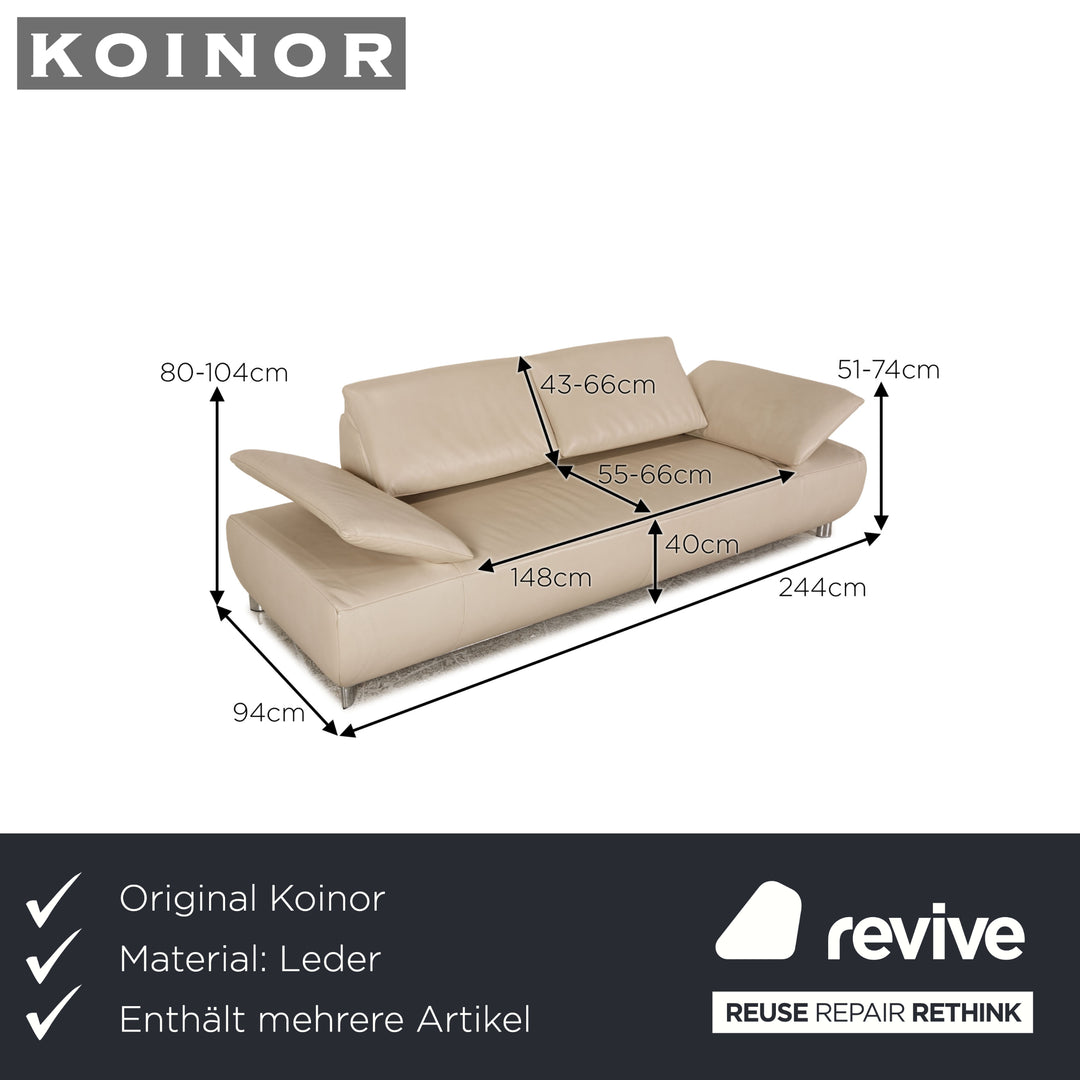 Koinor Volare Leder Sofa Garnitur Creme Zweisitzer Dreisitzer Hocker Funktion