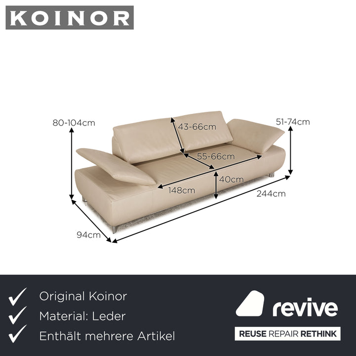 Koinor Volare Leder Sofa Garnitur Creme Zweisitzer Dreisitzer Hocker Funktion