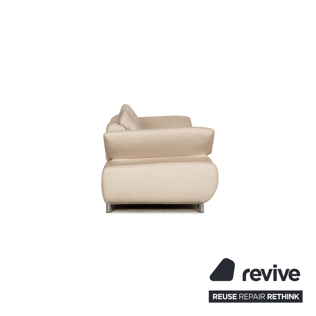Koinor Volare Leder Sofa Garnitur Creme Zweisitzer Dreisitzer Hocker Funktion
