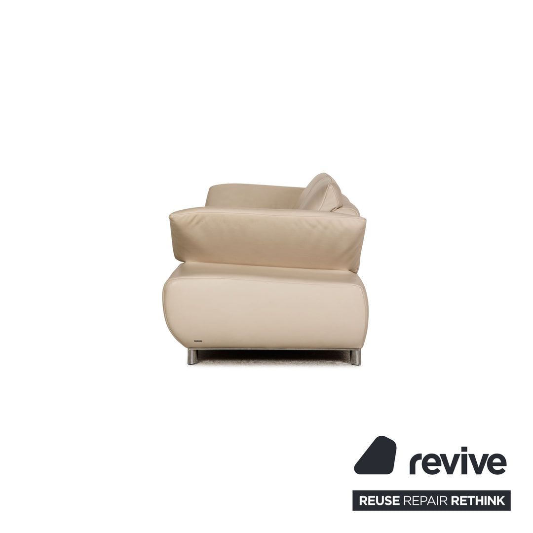 Koinor Volare Leder Sofa Garnitur Creme Zweisitzer Dreisitzer Hocker Funktion
