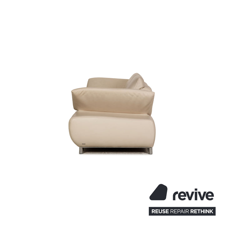 Koinor Volare Leder Sofa Garnitur Creme Zweisitzer Dreisitzer Hocker Funktion