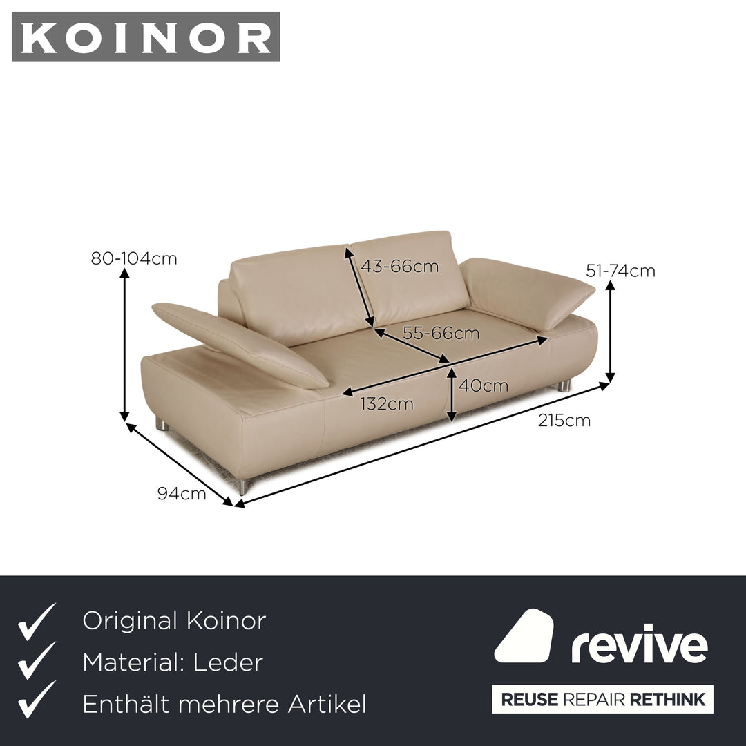 Koinor Volare Leder Sofa Garnitur Creme Zweisitzer Dreisitzer Hocker Funktion