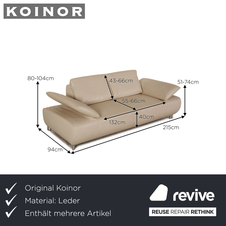 Koinor Volare Leder Sofa Garnitur Creme Zweisitzer Dreisitzer Hocker Funktion